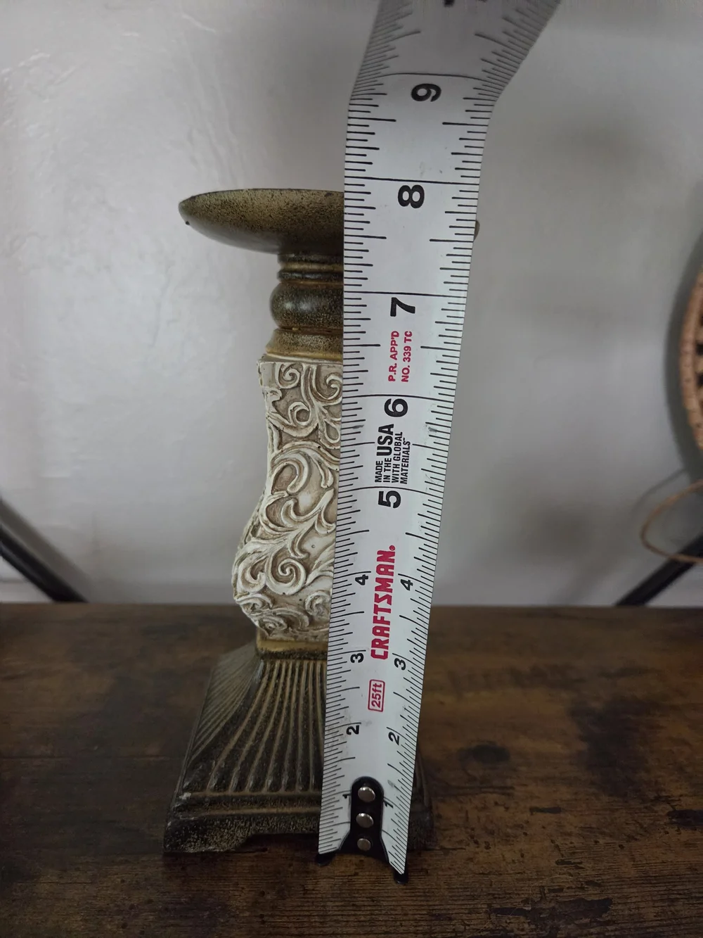 Ornate White and Antique Gold Decorative Candle Holders - Set of 3